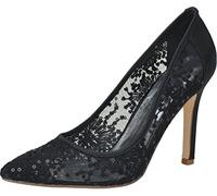 SH. SHUTUP.DANCE Escarpins à talons en dentelle pour femme - Chaussures de mariage à enfiler - Bout pointu - 9,5 cm - Sexy, Noir , 41.5 EU