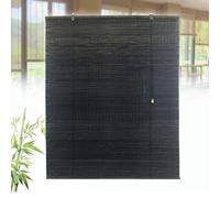 Sh000ad Store Enrouleur Occultants en Bambou,Rideau en Bois Naturel,Stores À Rouleaux Romains,95% Protection Solaire,pour Fenêtres et Portes,sur Mesure,Largeur x Hauteur (130cm x 270cm,Black)