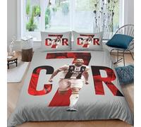 SHAARI Housse de Couette Cristiano Ronaldo, Parure de lit 140x200cm 3D en Microfibre avec Housse de Couette et taie d'oreiller 65x65cm