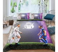 SHAARI Housse de Couette Cristiano Ronaldo, Parure de lit 140x200cm 3D en Microfibre avec Housse de Couette et taie d'oreiller 65x65cm