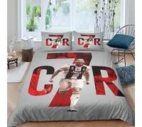 SHAARI Housse de Couette Cristiano Ronaldo, Parure de lit 140x200cm 3D en Microfibre avec Housse de Couette et taie d'oreiller 65x65cm