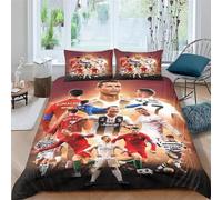 SHAARI Housse de Couette Cristiano Ronaldo, Parure de lit 140x200cm 3D en Microfibre avec Housse de Couette et taie d'oreiller 65x65cm