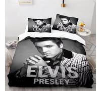 SHAARI Housse de Couette Elvis Presley, Parure de lit 140x200cm 3D en Microfibre avec Housse de Couette et taie d'oreiller 65x65cm
