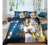 SHAARI Housse de Couette Football Cristiano Ronaldo,Parure de Lit avec Fermeture éclair - 100% Microfibre Impression numérique 3D