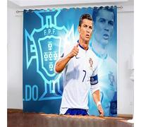 SHAARI Rideau Occultant Cristiano Ronaldo - Star du Football 3D Impression Rideaux Salon d'enfants 2 Pièces Thermique Isolant Anti Froid Polyester Rideaux De Fenêtre pour Chambre Cuisine Décoration