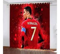 SHAARI Rideau Occultant Cristiano Ronaldo - Star du Football 3D Impression Rideaux Salon d'enfants 2 Pièces Thermique Isolant Anti Froid Polyester Rideaux De Fenêtre pour Chambre Cuisine Décoration