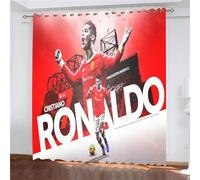 SHAARI Star du Football Rideaux Occultants,Rideau Occultant Décor Microfibre pour Chambre d'enfants Salon, 100% Polyester Multicolore Rideau A Oeillets Décoration