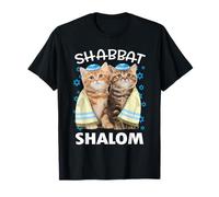 Shabbat Shalom Chats mignons avec Kippa Cadeau juif amusant T-Shirt
