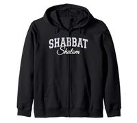 Shabbat Shalom Lettres de vœux juives rétro Bleu Varisty Sweat à Capuche