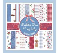 Shabby Chic 4th of July Scrapbook Paper: Floral America Themed Ephemera Craft Paper Pad For Scrapbooking, Mixed Media, Junk Journals & Paper Crafts; 8.5 x 8.5"