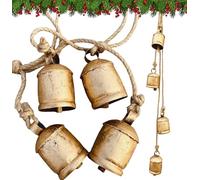 Shabby Chic Bells Rustic Hanging Jingle Christmas Tree Decor - Large Handmade Lucky Cow Bells Vintage Rustic Metal Tranquil Wind Chimes Solid Decorative Wall Hanging décor Home Decor Gifts