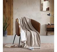 Shabby Chic - Couverture chauffante, literie Super Douce et pelucheuse avec Revers Sherpa, décoration d'intérieur Chaude pour lit ou canapé (Kaki, jeté)