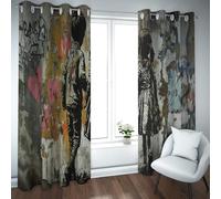 Shabby Chic Rideaux occultants Mur Graffiti Fille et garçon Impressions économie d’énergie Salon séparateur Rideaux pour Enfants Chambre 2 Panneaux B140xH240cm