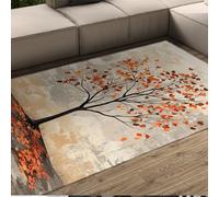 Shabby Chic Tapis 140 x 200 cm Automne Arbre Chute Feuilles Motif Jeter Tapis Lavable Doux À Pils Bas Salon Salle À Manger Cuisine
