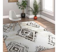Shabby Chic Tapis Style Exotique Abstrait Motif géométrique Lavable antidérapant Doux Pliable Mince Tapis pour Chambre Salon 140 x 180 cm