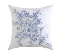 Shabby Chic® - Throw Pillow, Embroidered Cotton Bedding with Hidden Zipper, Floral Home Decor (Molly Blue, 20" x 20")