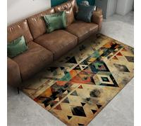 Shabby Chic Throw Tapis Style Tribal Motif géométrique Abstrait Lavable Doux Pliable Mince Tapis pour Cuisine Chambre Salon 180 x 210 cm