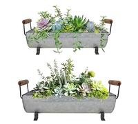 ShabbyDecor Lot de 2 jardinières en métal galvanisé pour Plantes succulentes - Plateau en métal Rustique - Décoration de Table