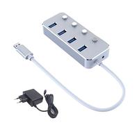 SHABD Adaptateur Secteur USB 3.0 4 Ports Hub Répartiteur en Alliage D'Aluminium Commutateur Multi-Extension USB Hub de Câble de 1,2 M Hub USB 3.0 Prise UE B