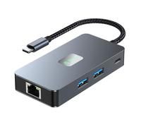SHABD Hub USB C 6-en-1 Hub USB 3.2 Type C Gigabit + USB3.2 (10 Gbit/S) + 4K/60 Hz HD + Station d'accueil pour Ordinateur Portable à Charge PD100W