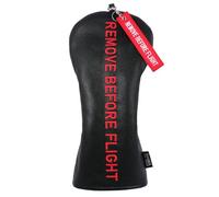 SHABIER Housse de tête de club de golf noire avec design « Remove Before Flight » rouge pour driver