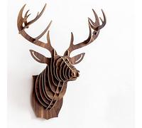 Décoration Murale Décoration murale Tête de cerf Antler Bricolage 3D Puzzle en bois Sculpture Suspendue Faux tête de cerf Tentures murales créatives Décoration murale pour salon, chambre, hôtel