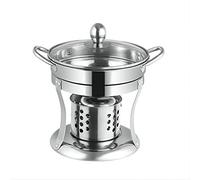 Shabu Hot Pot Set, Réchaud à alcool en acier inoxydable Réchaud à alcool non magnétique Spiritueux en acier épais pour Shabu (four à oreille en tube de couverture en acier) (19.3cm)