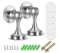 Shackcom 2pcs Butoir de Porte Magnétique en Acier Inoxydable Butées Arrêts de Porte Door Stoppers pour Montage Mural ou au Sol avec Ruban Adhésif Double Face ou Vis - Inutile de Percer