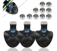 Shackcom 3pcs Alarme de Pêche Détecteurs de Touche électroniques de Canne à Pêche avec Indicateur Lumineux LED & Pêche Cloche Alarme Sondeur Sensible pour Pêche Nuit Maritime Nocturne -Noir