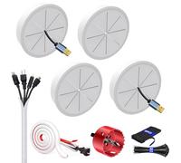 Shackcom Lot de 4 Passe-câble Mural 60mm avec Scie Cloche Kit Gestion des Câbles pour TV Murale Table Bureau- Inclut 3m Gaine Tressée & 2m Cache-câble Auto-adhésif Blanc