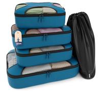 Shacke Pak - Lot de 4 cubes d'emballage - Organisateurs de voyage avec sac à linge (bleu gentlemen)