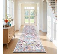 SHACOS Tapis Couloir Antidérapant 80x300 cm Long Bohè Lavable Tapis de Cuisine Devant Evier, Salon, Chambre à Coucher, Multicolore