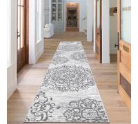 SHACOS Tapis Couloir Long Antidérapant 60x240cm Vintage Tapis de Passage Poil Ras Bohème Tapis Chambre Adulte Doux Tapis de Sol Floral Motif pour Passage Salon Chambre