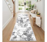 SHACOS Tapis de Couloir 65x180cm, Poil Ras Tapis de Passage Couloir Antidérapant et Lavable Moderne Motif Abstrait Tapis de Sol Long Entrée Doux pour Porte Couloir Cuisine Buanderie Chambre, Gris
