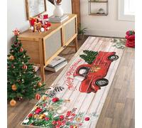SHACOS Tapis de Couloir de Noël, 60x180cm Tapis Cuisine Antidérapant Tapis de Sol Chambre Tapis de Décoration de Noël pour Cuisine, Chambre à Coucher, Salon, Bureau