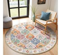 SHACOS Tapis de Salon Rond 160 cm Antidérapant Lavable Tapis de Chambre d'enfant, Salle à Manger, Chambre à Coucher, Bohè Multicolore