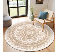 SHACOS Tapis Rond 120 cm Lavable en Machine Tapis de Salon Rond Antidérapant Vintage Moelleux pour Chambre, Cuisine et Chambre d'enfant, Marron