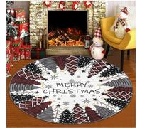 SHACOS Tapis Rond de Noël 120 cm Tapis de Noël Salon Moelleux à Poils Courts Tapis de Chambre Rond Doux Antidérapant Tapis de Sol Décoration avec Motif de Noël pour Maison, Vacances, Fête