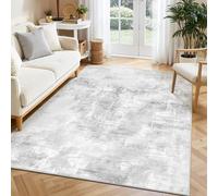 SHACOS Tapis Salon 140x200cm, Poil Ras Moderne Motif Abstrait Tapis Descente de Llit Chambre Adulte Antidérapant Tapis de Sol Doux pour Chambre à Coucher, Salle a Manger, Gris Clair