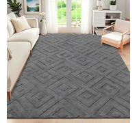 SHACOS Tapis Salon 160x230 cm, Moderne Poils Courts Motif Geometrique Tapis Chambre, Adulte Style Scandinave Bohème Doux Antidérapant Décoratif pour Salon Chambre, Gris