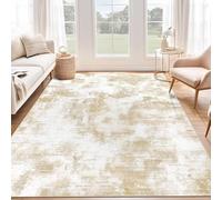 SHACOS Tapis Salon 160x230cm, Poil Ras Moderne Motif Abstrait Tapis Descente de Llit Chambre Adulte Antidérapant Tapis de Sol Doux pour Chambre à Coucher, Salle a Manger, Beige