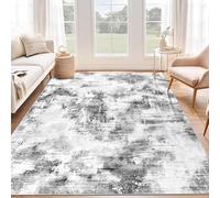 SHACOS Tapis Salon 160x230cm, Poil Ras Moderne Motif Abstrait Tapis Descente de Llit Chambre Adulte Antidérapant Tapis de Sol Doux pour Chambre à Coucher, Salle a Manger, Gris