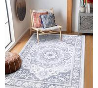 SHACOS Tapis Salon Effet Vieilli, Rétro Bohème Poil Ras Moderne Motif Tapis Descente de Llit Chambre, Antidérapant Tapis de Sol Doux pour Chambre à Coucher, Salle a Manger, Gris Clair, 160 x 220 cm