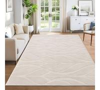 SHACOS Tapis Salon Moderne Beige 120x160cm Poil Ras de Chambre Adulte Antidérapant Tapis de Sol Decoratif Bohème Chic pour Salon, Chambre, Salle à Manger, Cuisine