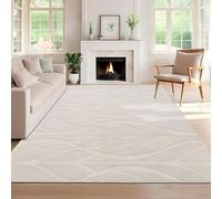 SHACOS Tapis Salon Moderne Beige 140x200cm Poil Ras de Chambre Adulte Antidérapant Tapis de Sol Decoratif Bohème Chic pour Salon, Chambre, Salle à Manger, Cuisine