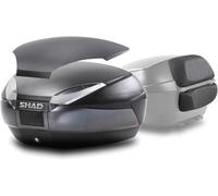 SHAD SH48 Dark Grey Ensemble topcase + Housse gris foncé + Dossier, noir