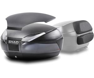 SHAD SH48 Dark Grey Ensemble topcase + Housse gris foncé + Dossier, noir