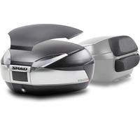 SHAD Top case moto SH48 nouveau titane avec accoudoir, couvercle en carbone et serrure PREMIUM