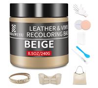 SHADAIWUYU Kit Reparation Cuir,240g Teinture Cuir Beige,Peinture Cuir Liquide pour Réparer Les éraflures et la Décoloration sur Canapés, Meubles en Vinyle, Sièges d'auto, Chaussures et Selles