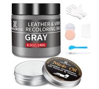 SHADAIWUYU Kit Reparation Cuir,240g Teinture Cuir Gris avec 100ml Entretien,Peinture Cuir Liquide pour Réparer Les éraflures et la Décoloration sur Canapés,Vinyle, Sièges d'auto, Chaussures et Selles